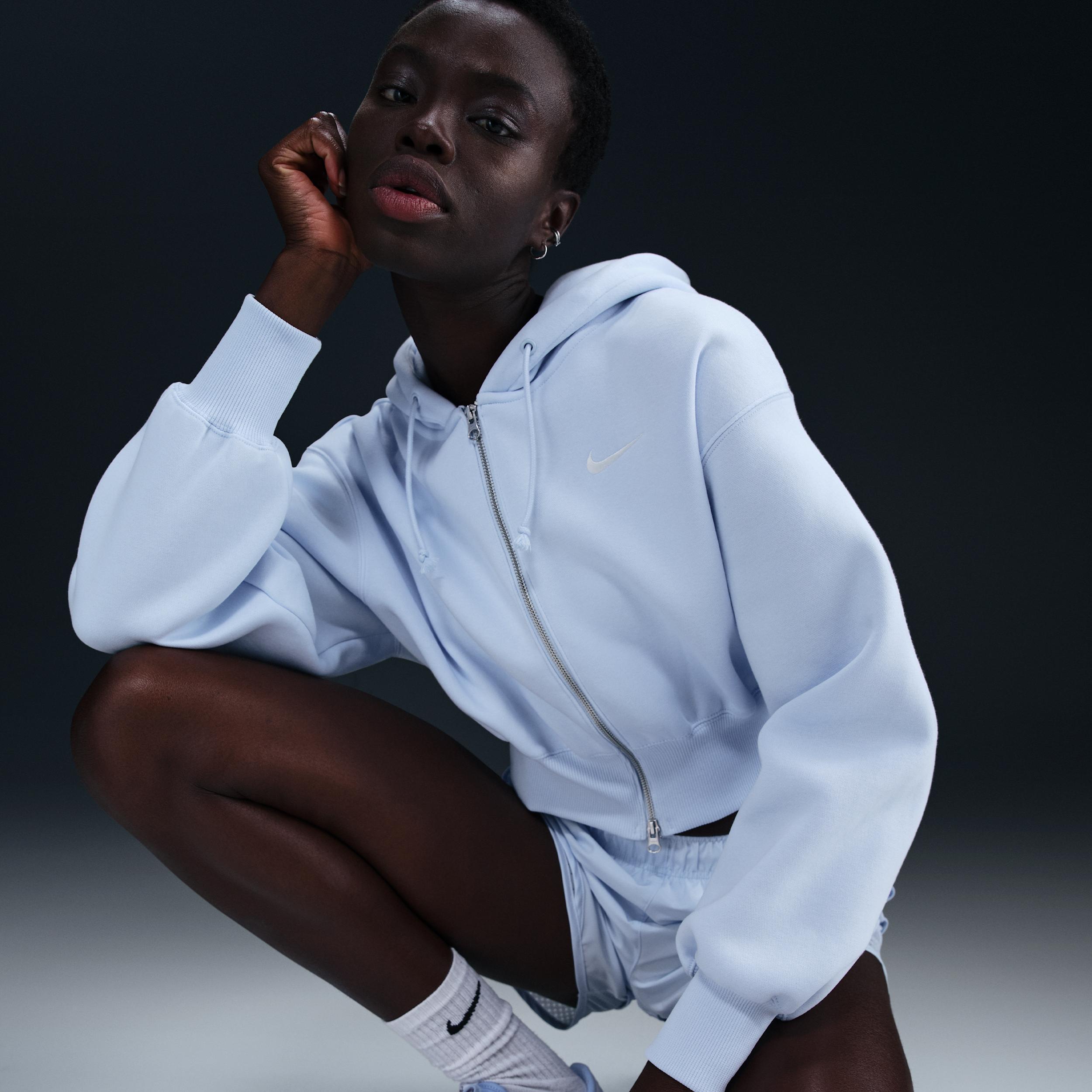 Womens Nike Sportswear Phoenix Fleece Loose Cropped Full-Zip Hoodie | HJ0940-423 Product Image