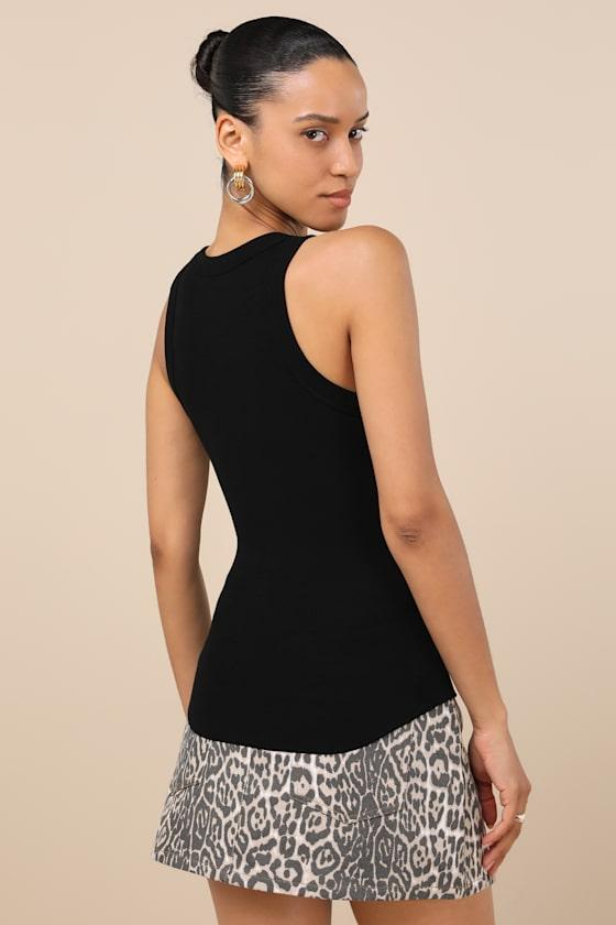 Daily Direction Black Ribbed Tank Top Product Image