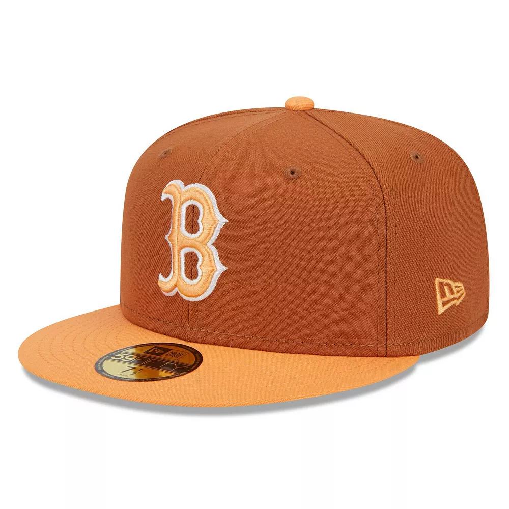 Men's New Era Brown/Orange Boston Red Sox Spring Color Basic Two-Tone 59FIFTY Fitted Hat,  Product Image