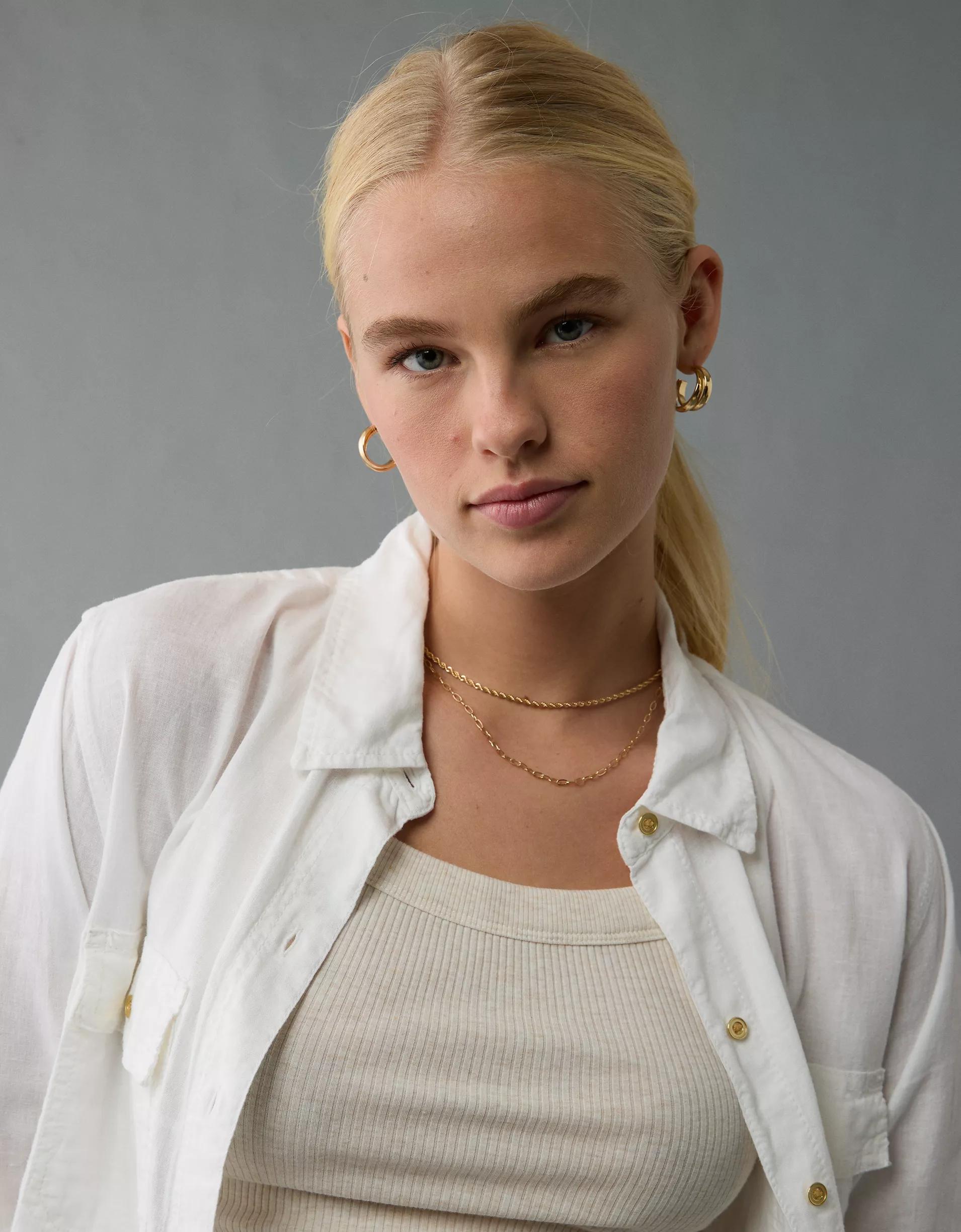 AE Weekend Vibes Linen-Blend Long-Sleeve Button-Up Shirt Product Image