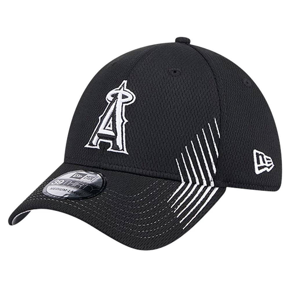 Men's New Era Black Los Angeles Angels Active Dash Mark 39THIRTY Flex Hat, Size: Small/Medium Product Image