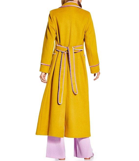 Antonio Melani x The Nat Note Bea Wool Blend Tie Front Notch Lapel Collar Trench Coat Product Image
