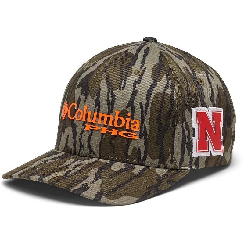 Men's Columbia Mossy Oak Camo Nebraska Huskers Bottomland Flex Hat, Size: Small/Medium, Green Product Image