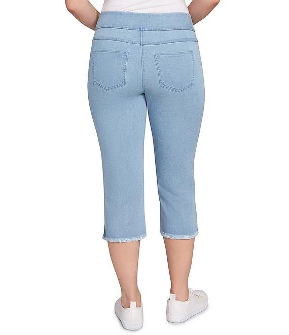 Ruby Rd. Relaxed Fringe Hem Pull-On Denim Pants Product Image