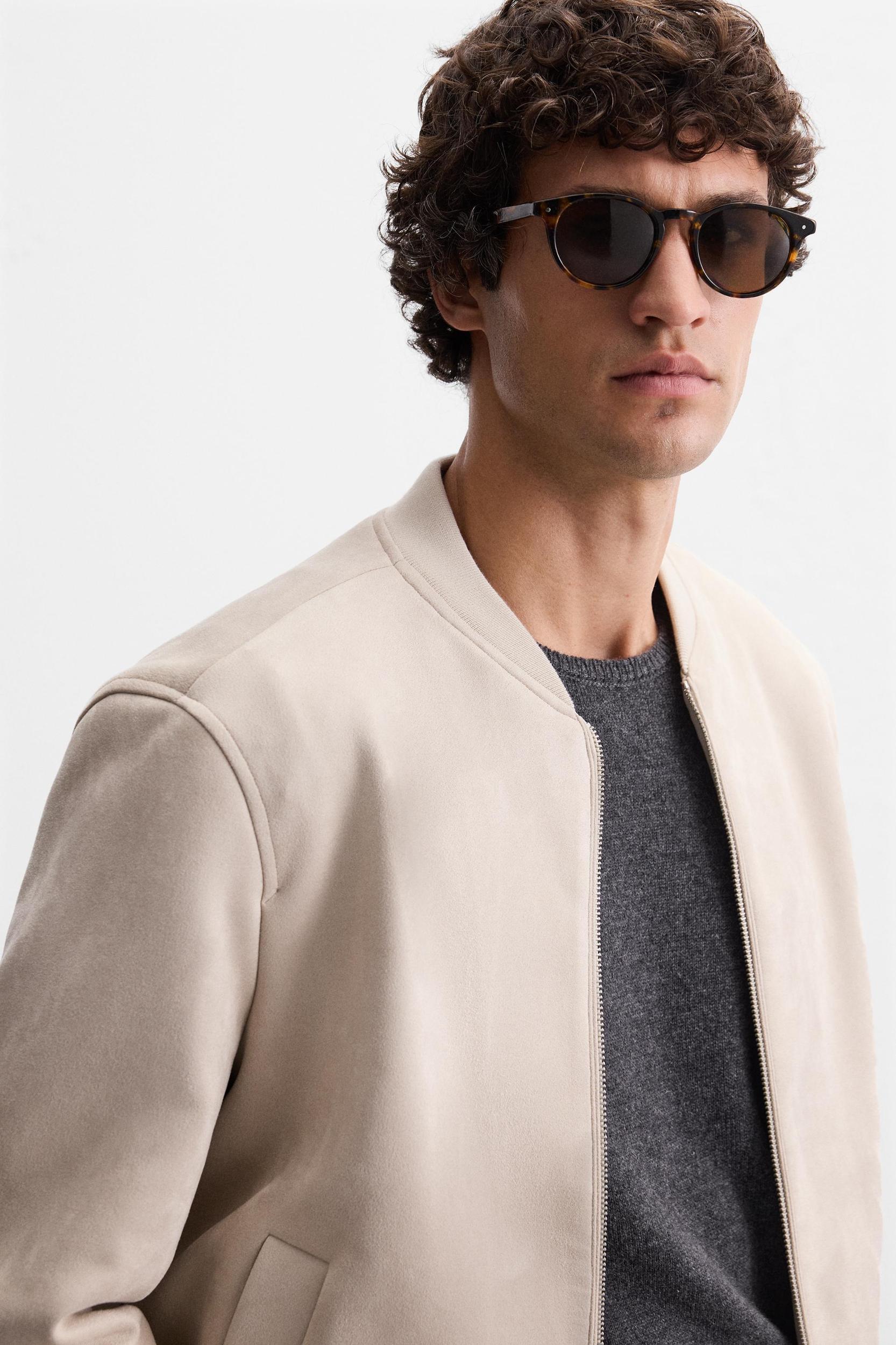 FAUX SUEDE BOMBER JACKET Product Image