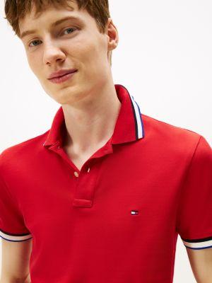 Slim Fit Stripe-Cuff Stretch Pique Polo Product Image