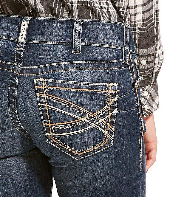 Ariat R.E.A.L Mid Rise Stretch Denim Embroidered Pocket Bootcut Jeans Product Image