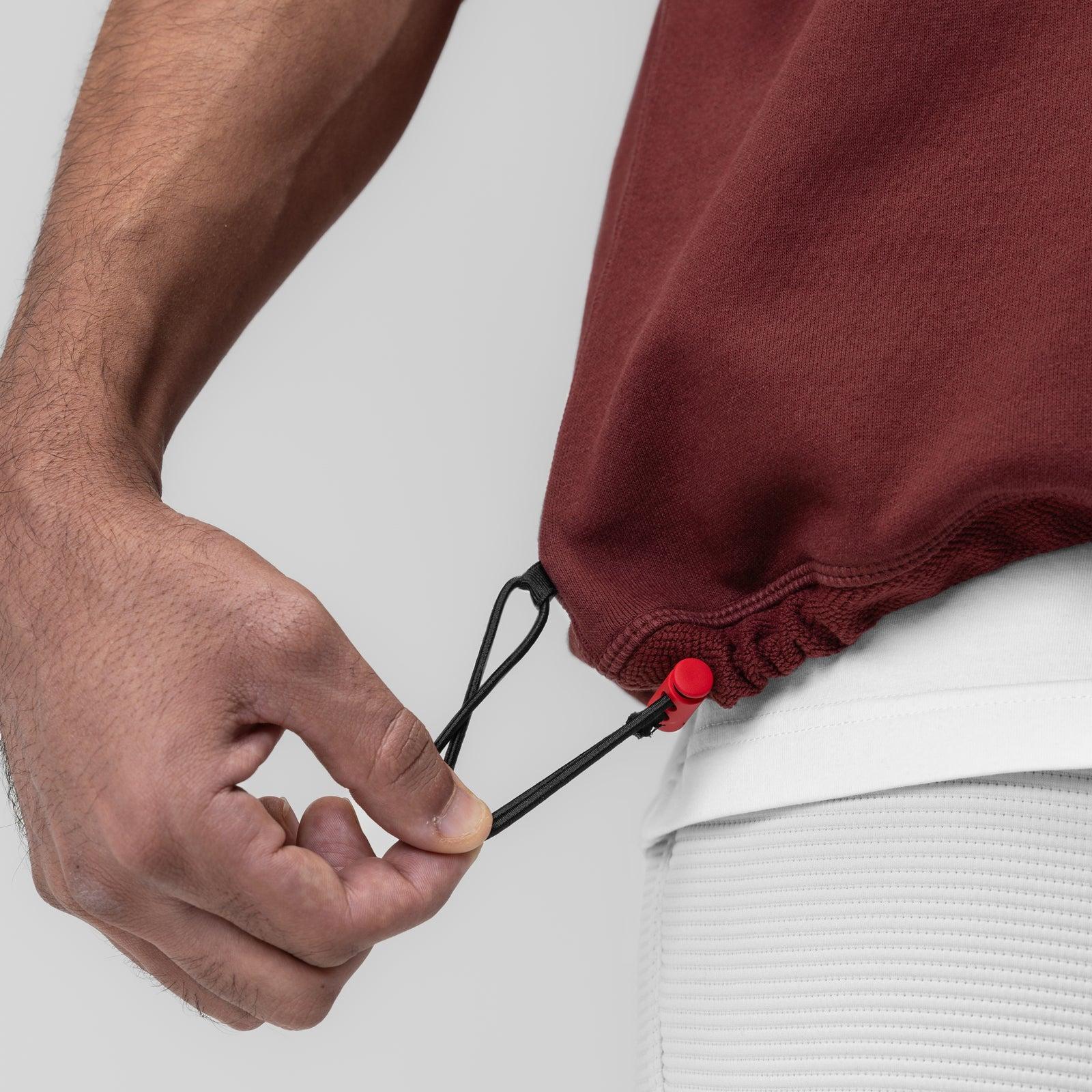 1026. Herringbone Terry Oversized Cinch Tee - Crimson Product Image