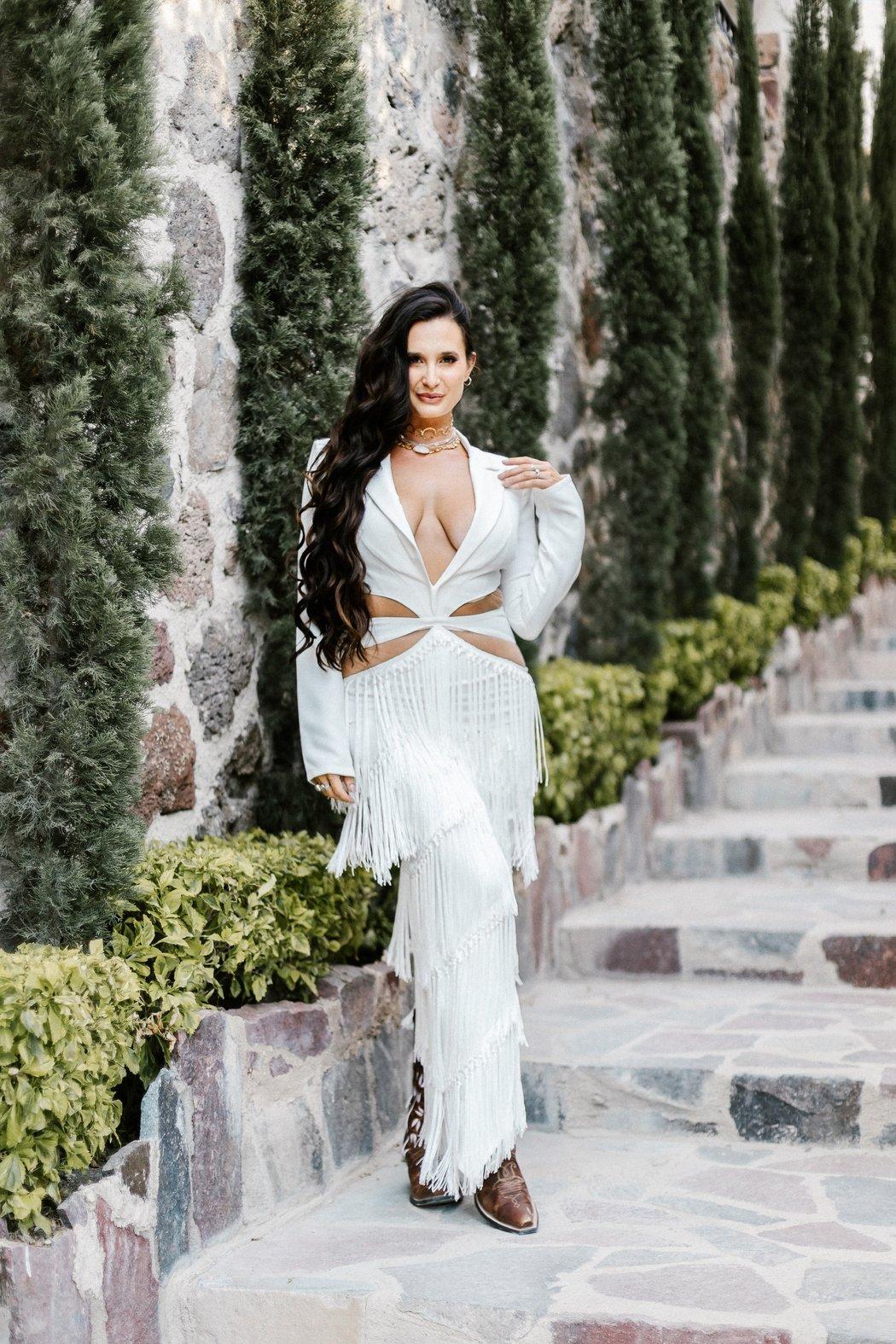 White Fringe Sexy Dress Product Image