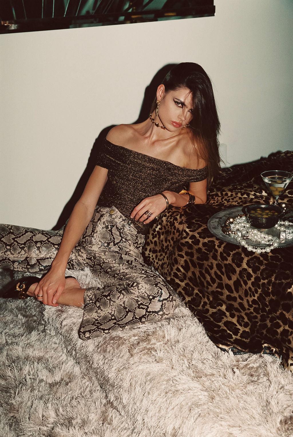 Hypnotized Gold Lurex Maxi Skirt Product Image