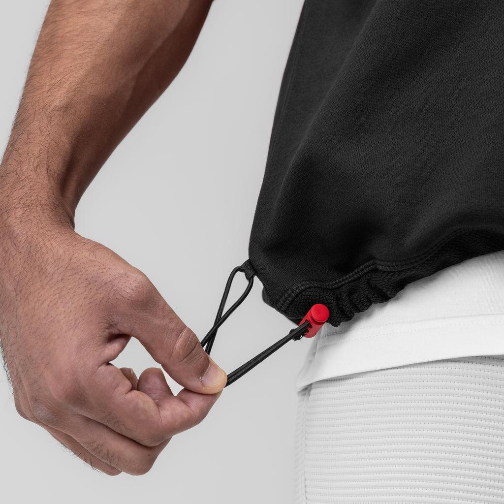 1026. Herringbone Terry Oversized Cinch Tee - Black Product Image