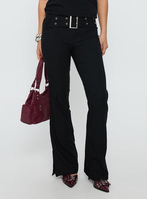 Kortnee Eyelet Detail Flare Leg Pants Black Product Image