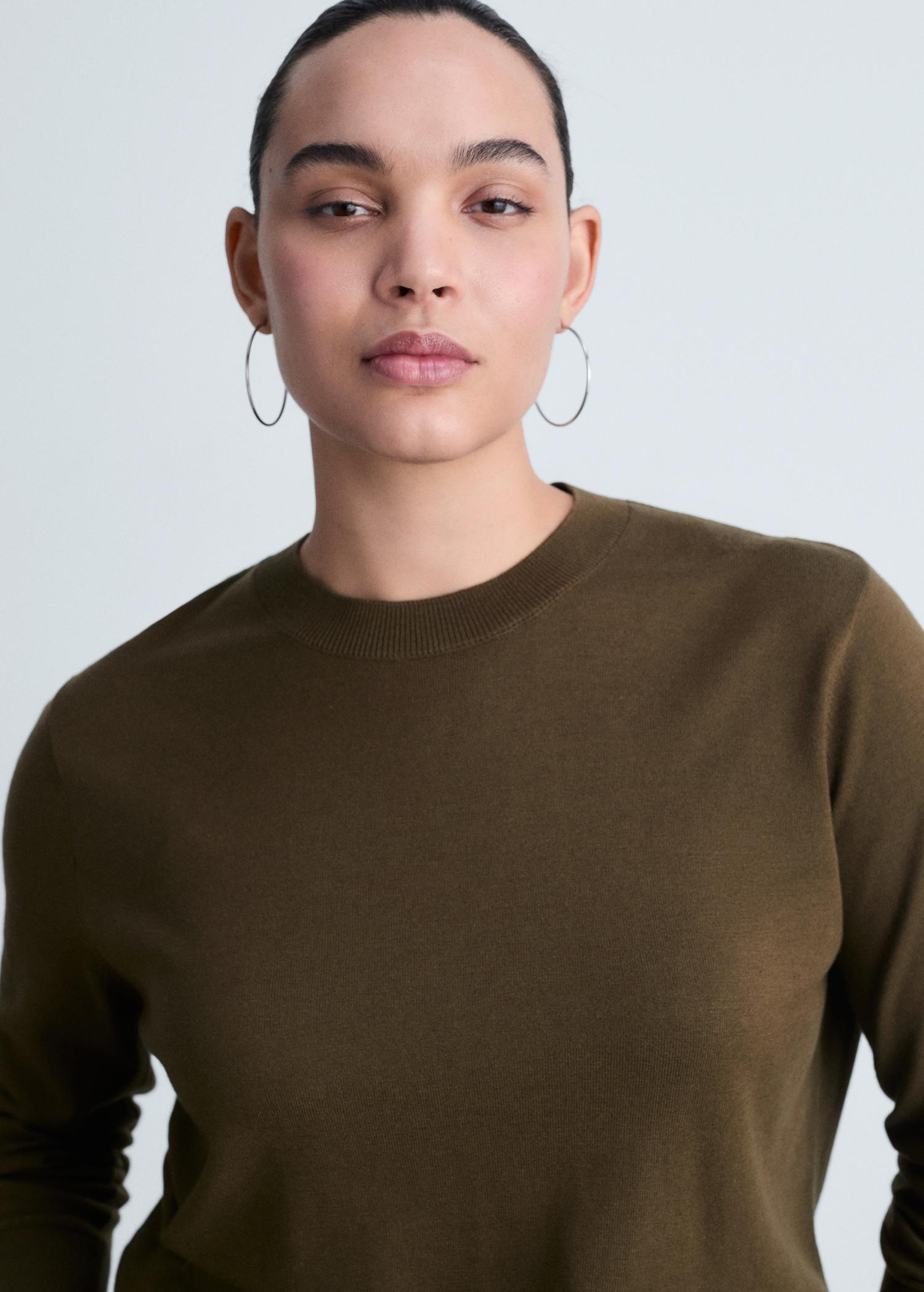 Silk-blend knitted sweater - Women | MANGO USA Product Image