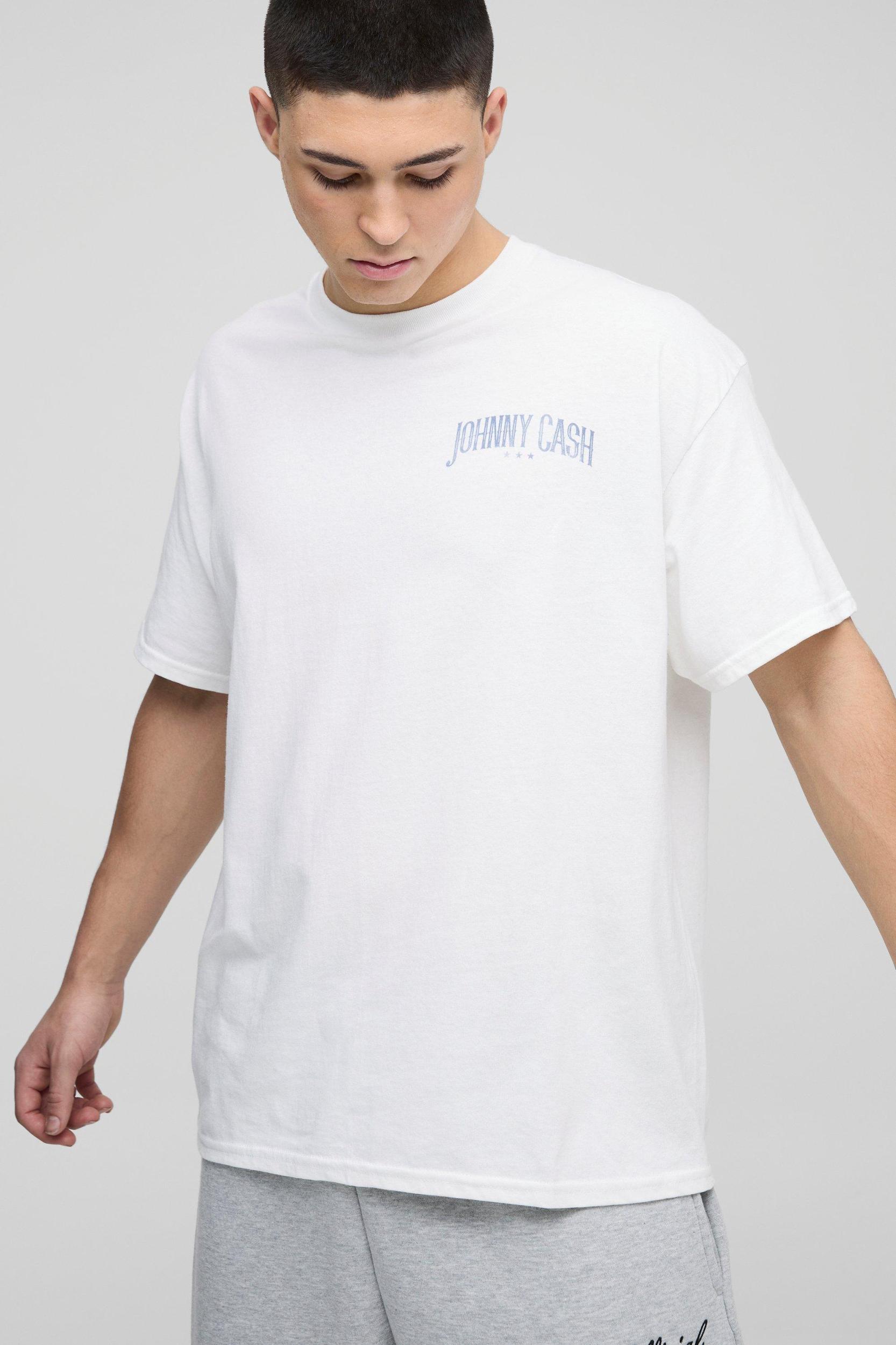 Oversized Johnny Cash Walk The Line Western License T-Shirt | boohooMAN USA Product Image
