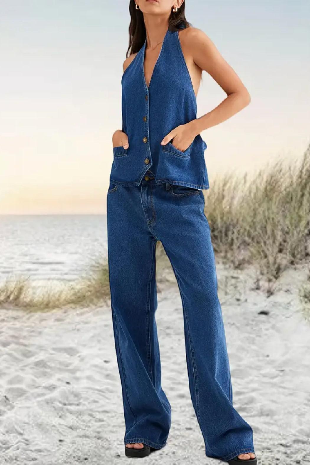 2-piece Denim Pant Set Product Image