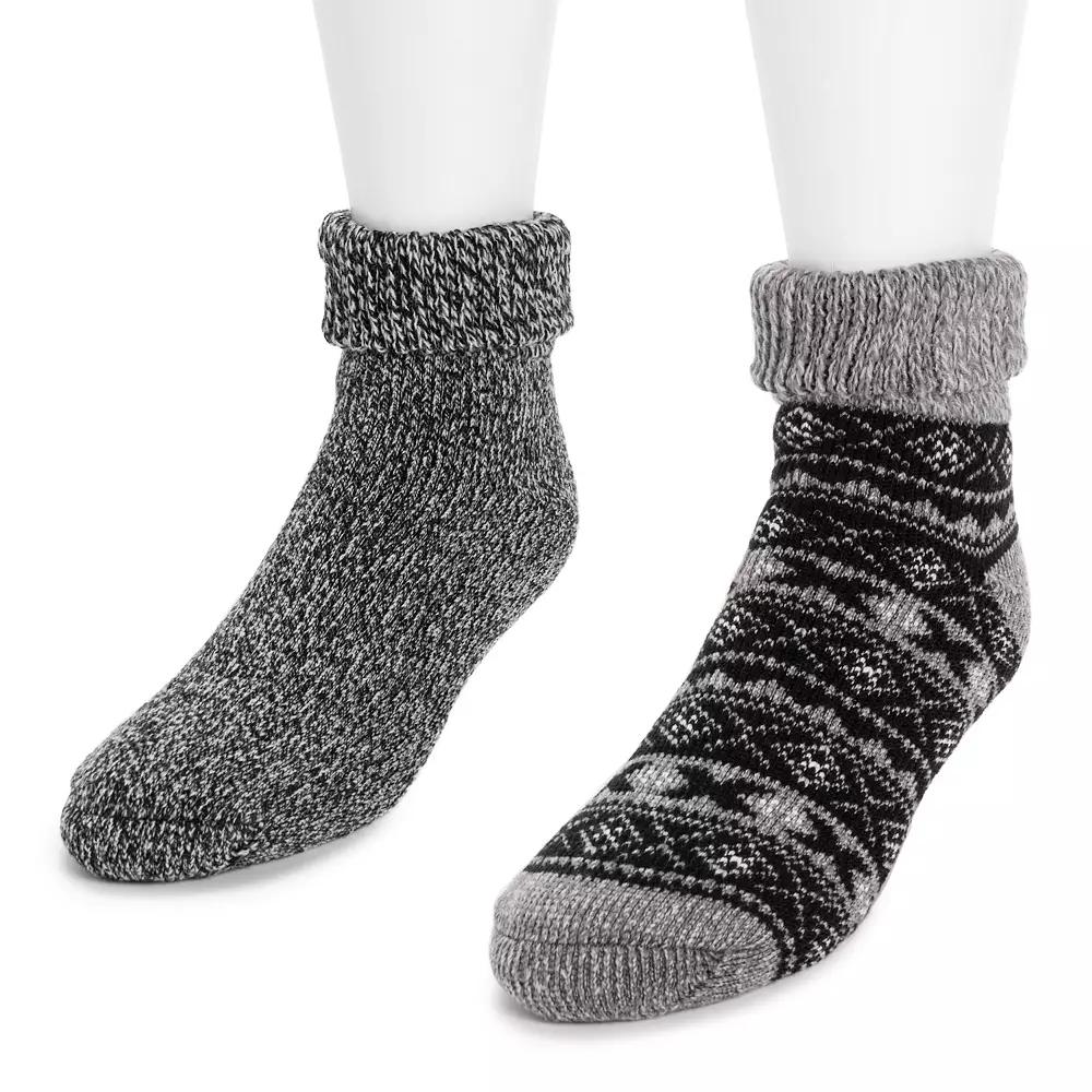 Men's MUK LUKS® 2-Pack Short Heat Retainer Socks, Ebony Marl Product Image