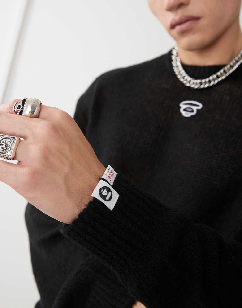 AAPE By A Bathing Ape printed back logo sweater in black Product Image