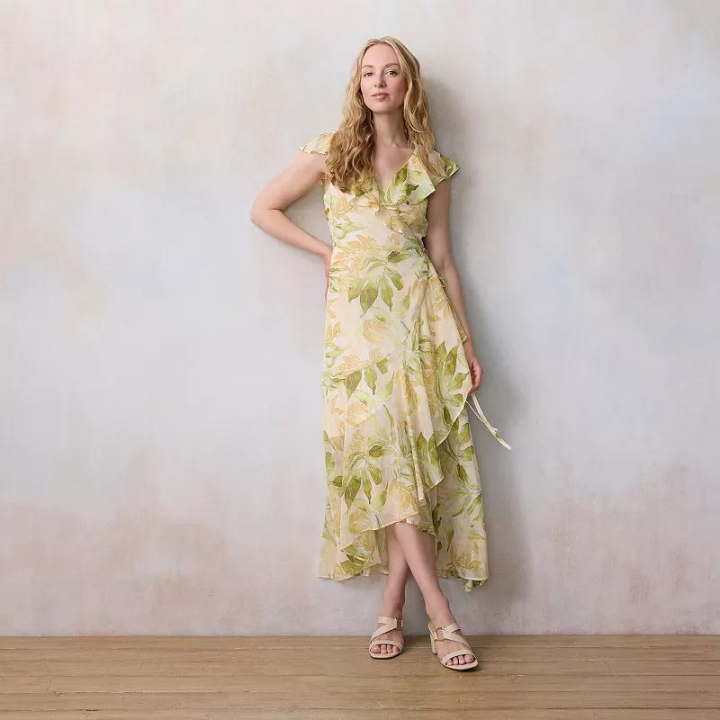 Petite LC Lauren Conrad Flutter Ruffle Wrap Maxi Dress, Women's,  Product Image