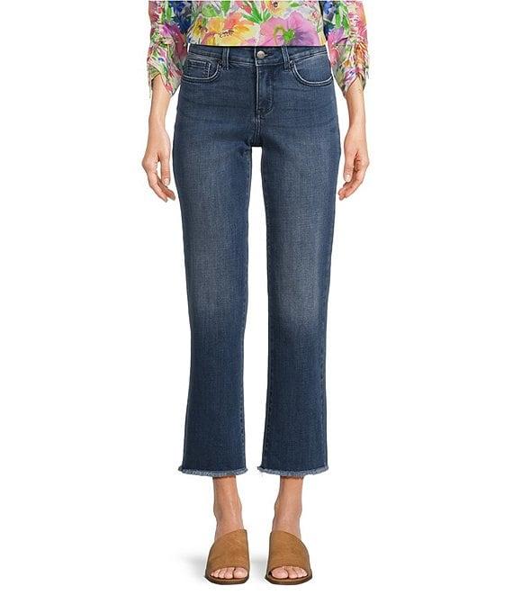 NYDJ Marilyn Stretch Denim Lift Tuck® Mid Rise Straight Leg Frayed Hem Ankle Jeans Product Image