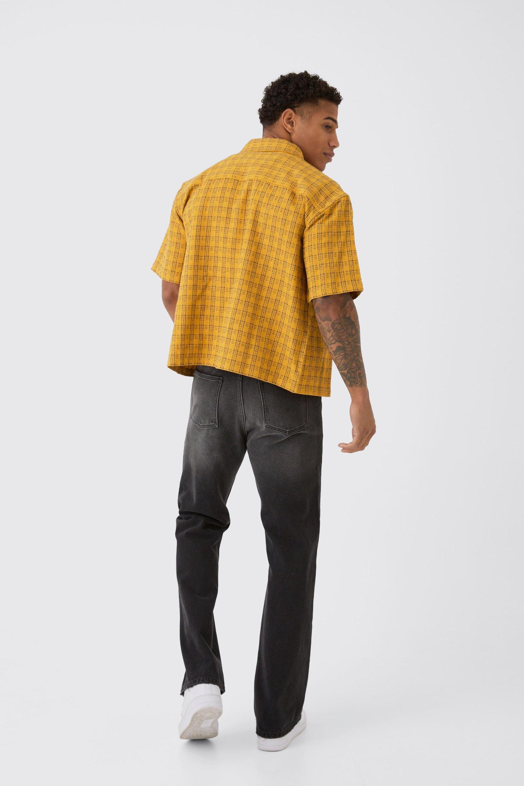 Oversized Small Plaid Double Pocket Boxy Shirt | boohooMAN USA Product Image