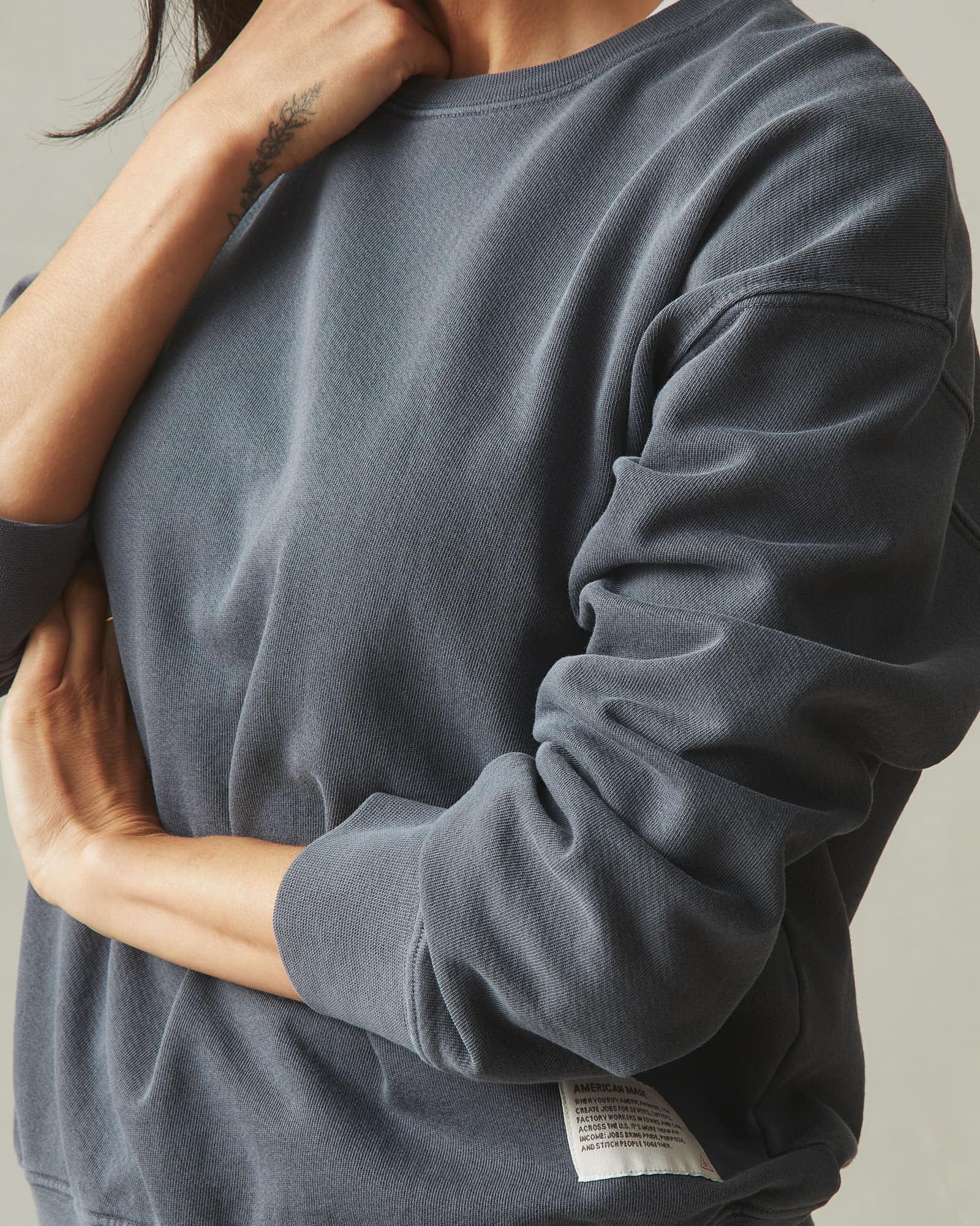 Women's Vintage Wash Relaxed French Terry Crew - Metropolitan Grey Female Product Image