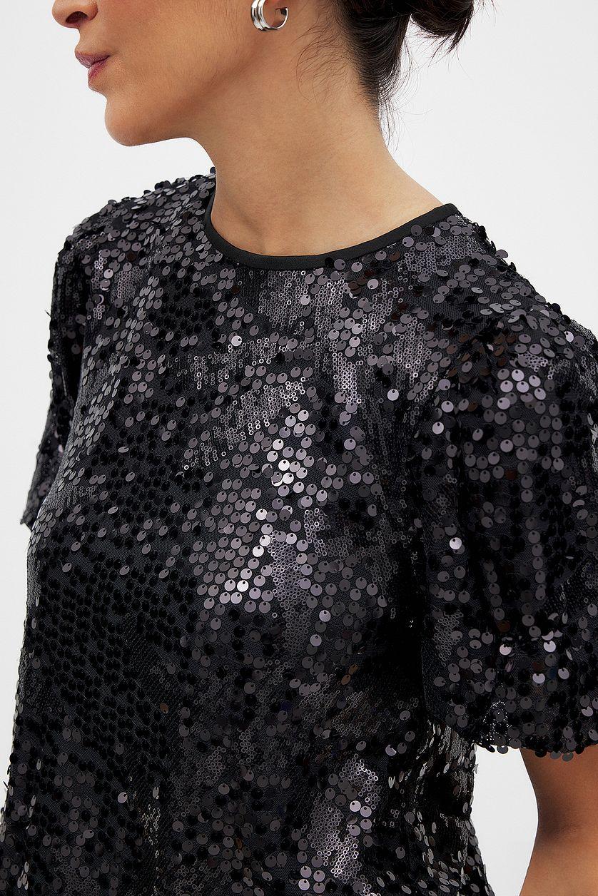 Puff Sleeve Sequin Top Product Image