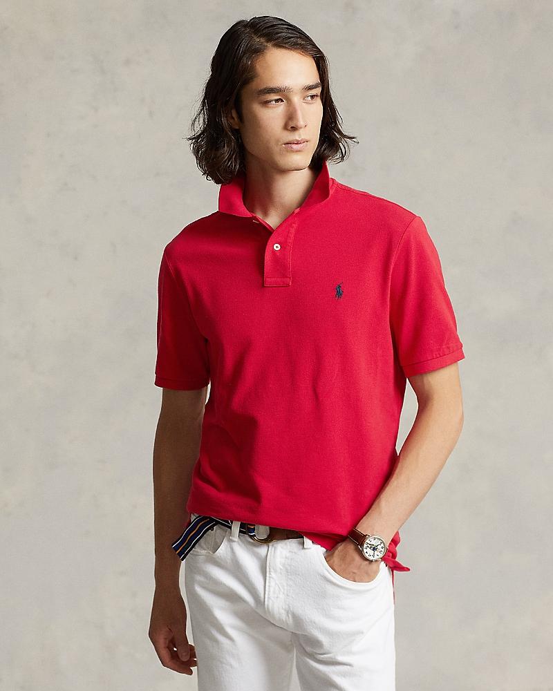 Mens Basic Custom Slim-Fit Mesh Polo Shirt Product Image