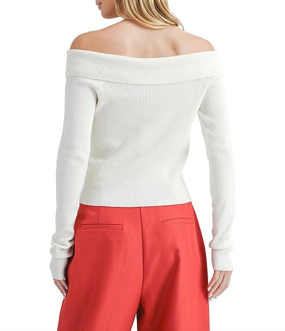 Sage The Label Off-The-Shoulder Neck Long Sleeve Rosette Sweater Top Product Image
