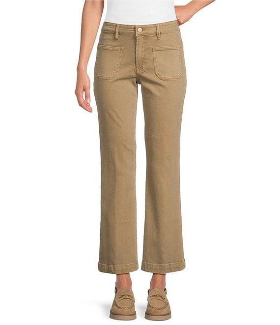 Dear John Jeanne Twill Flare Leg High-Rise Patch Pocket Cropped Pants Product Image
