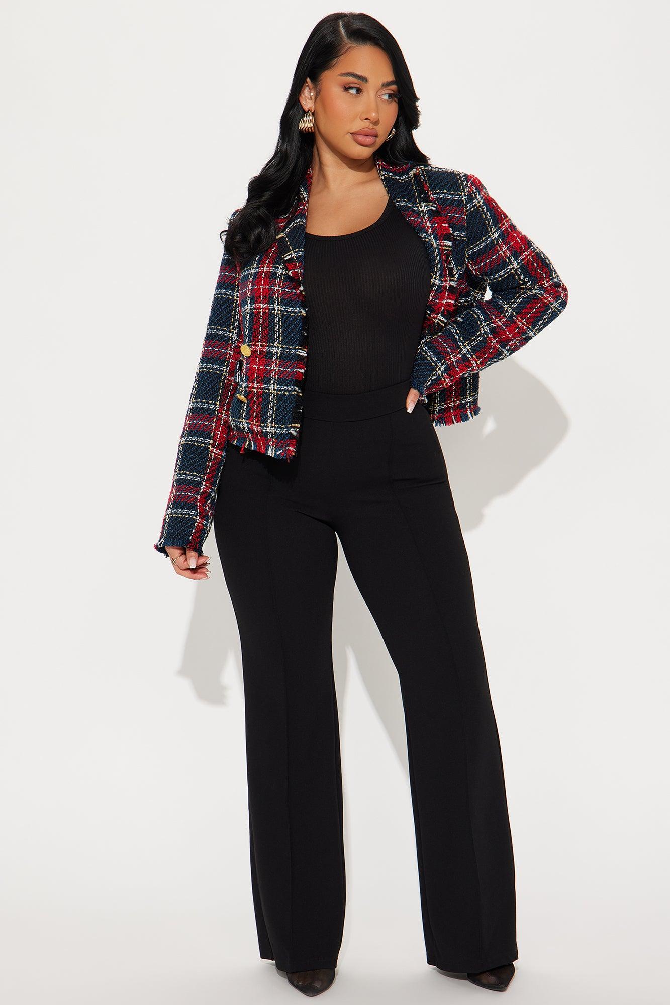 About Her Business Tweed Blazer - Navy/combo Product Image