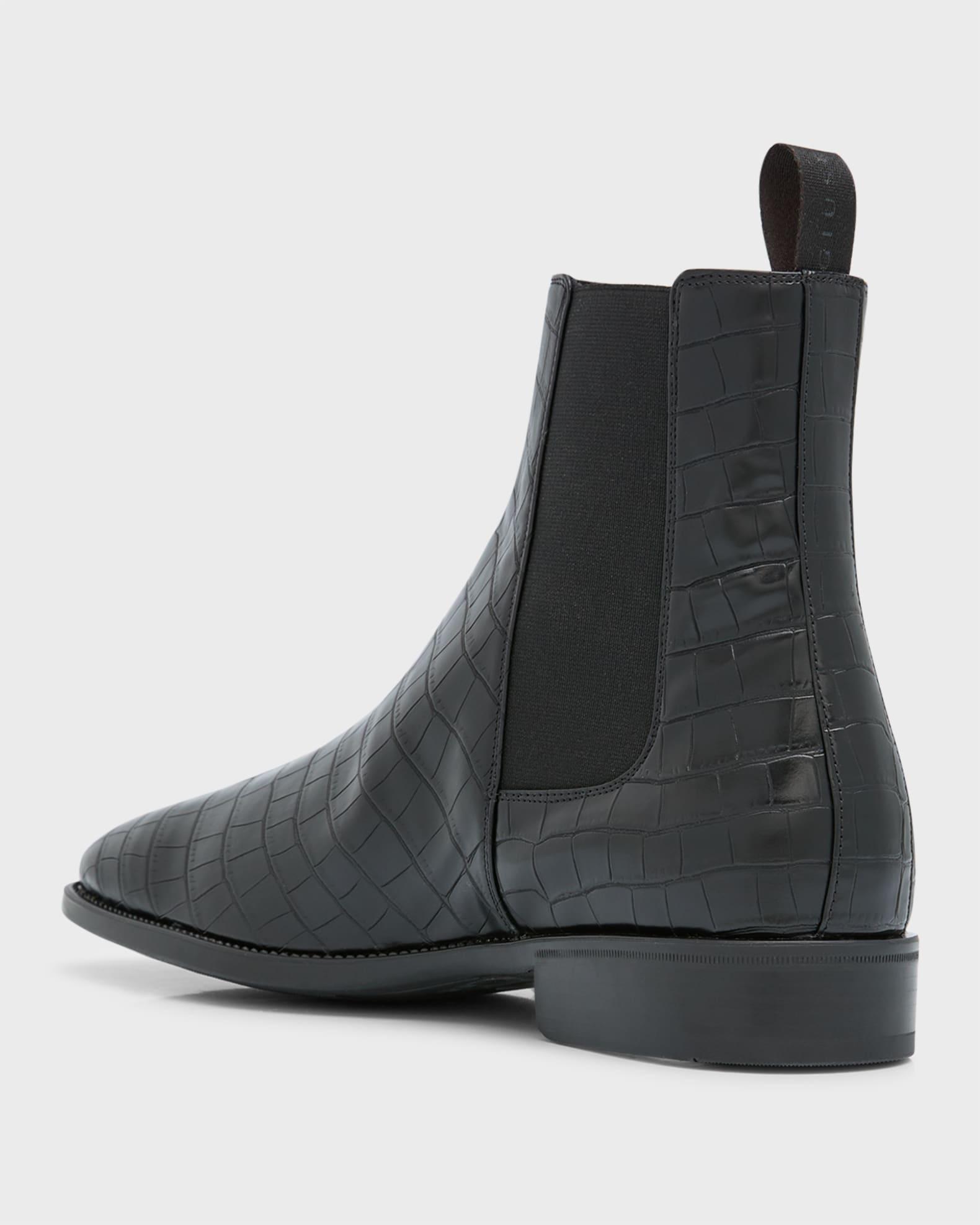 Men's Croc-Embossed Leather Chelsea Boots Product Image