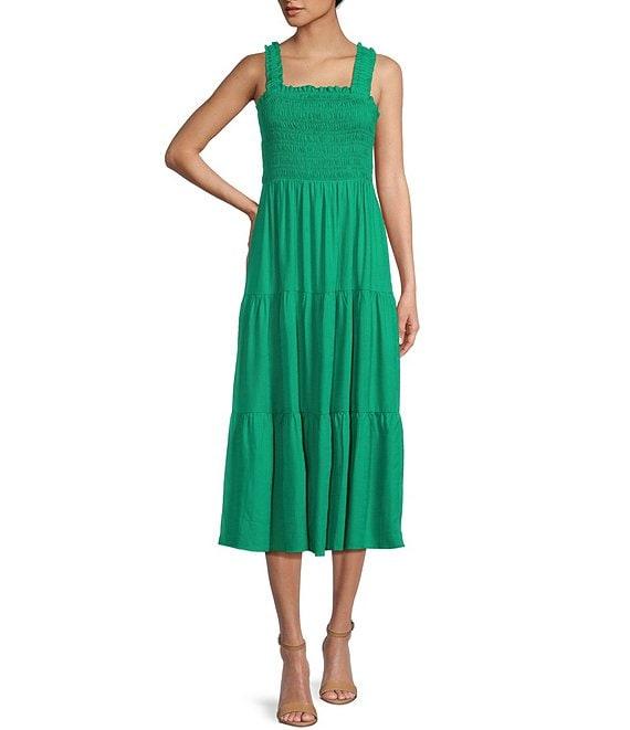 Copper Key Smocked Midi Dress Product Image
