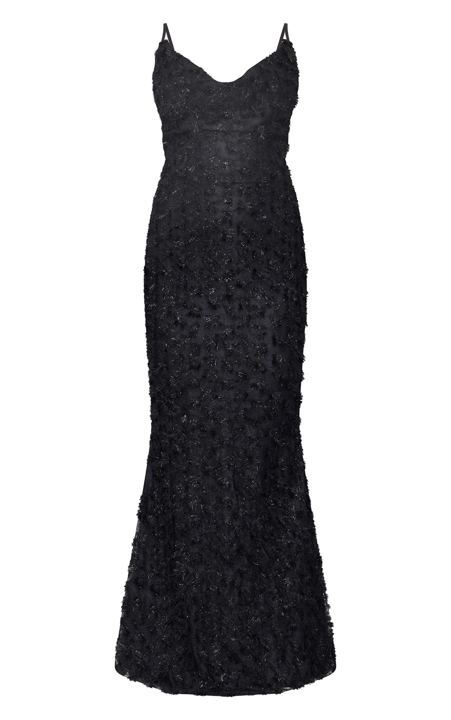 Black Textured Cowl Neck Maxi Dress Product Image