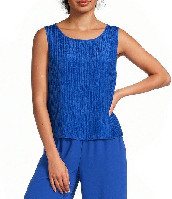 Eileen Fisher Textured Silk Jacquard Boat Neck Sleeveless Top Product Image