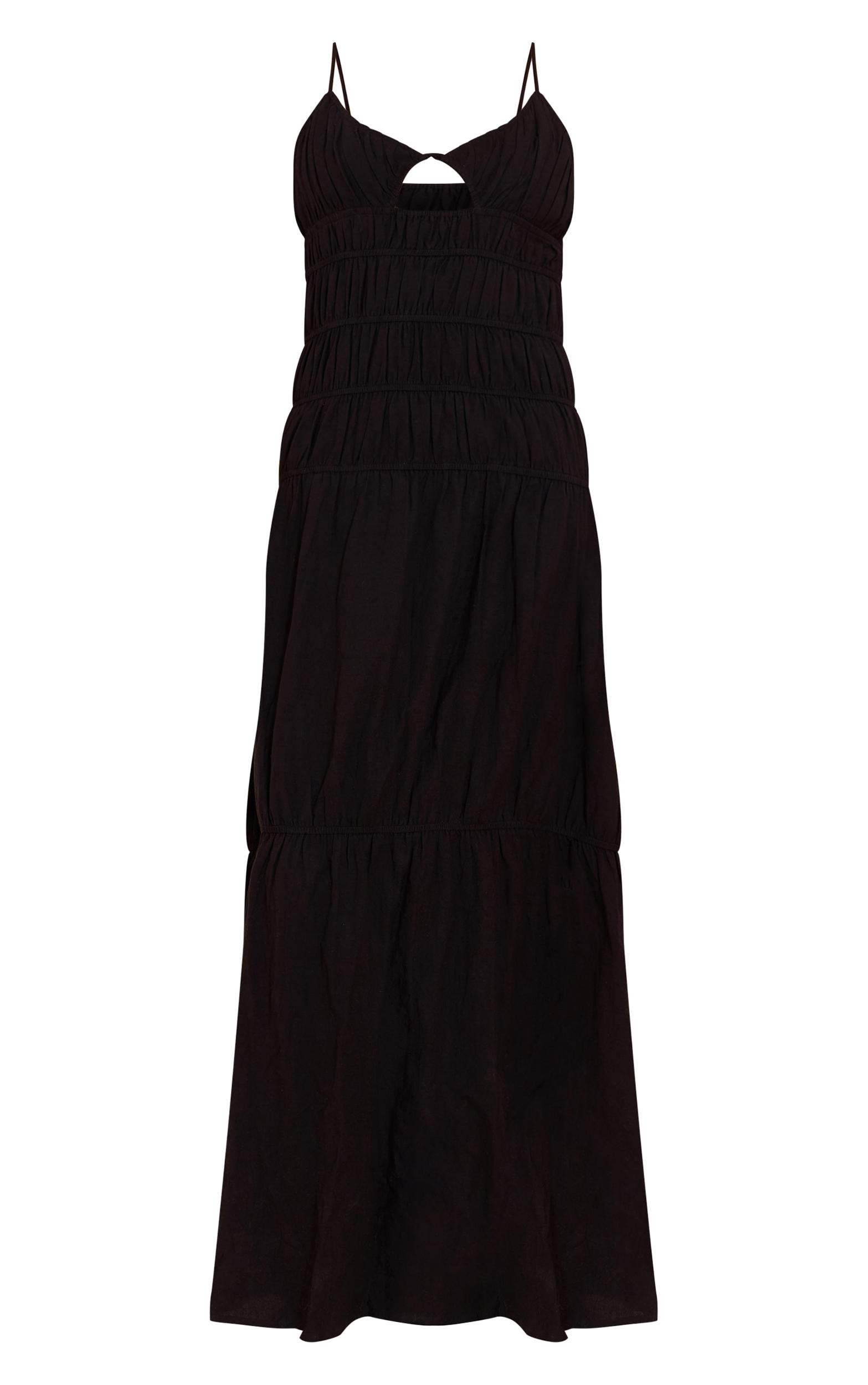  Black Ruched Cut Out Maxi Dress Product Image