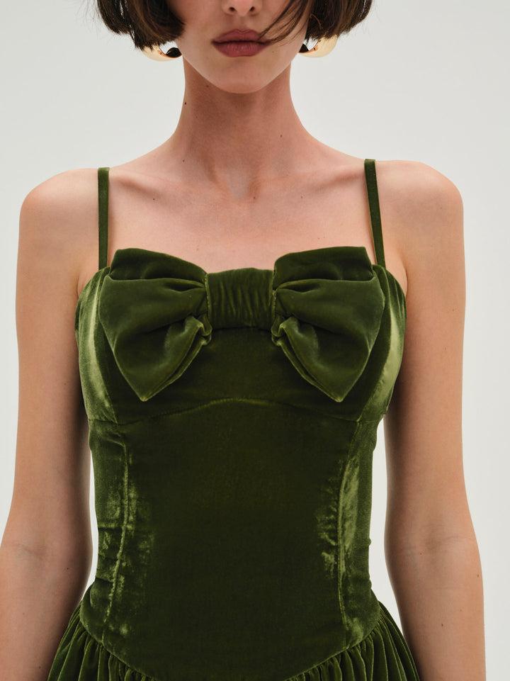 Martini Velvet Mini Dress — Green Product Image