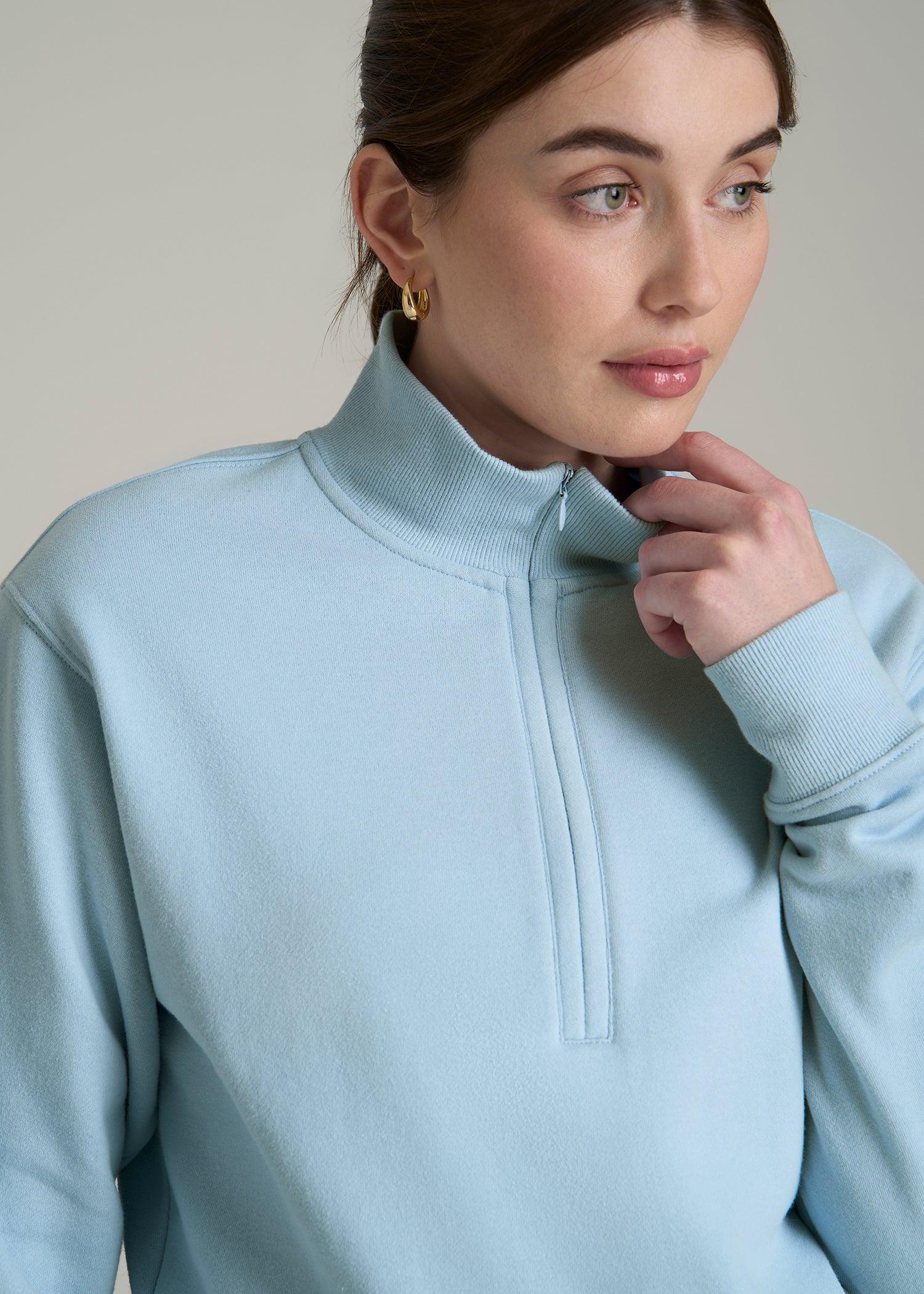 Wearever 2.0 Fleece Half-Zip Cropped Sweatshirt for Tall Women in Ice Blue Female Product Image