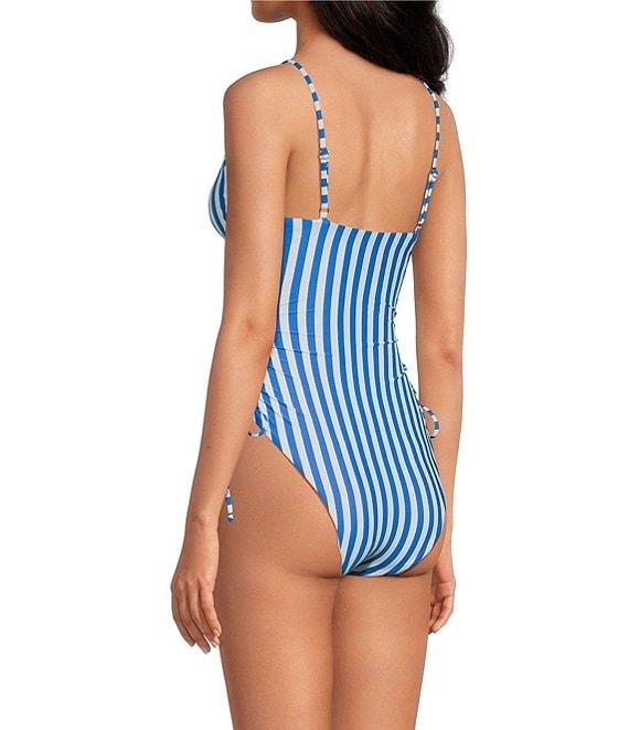 Gianni Bini Amalfi Stripe Ruched Tie Side One Piece Swimsuit Product Image