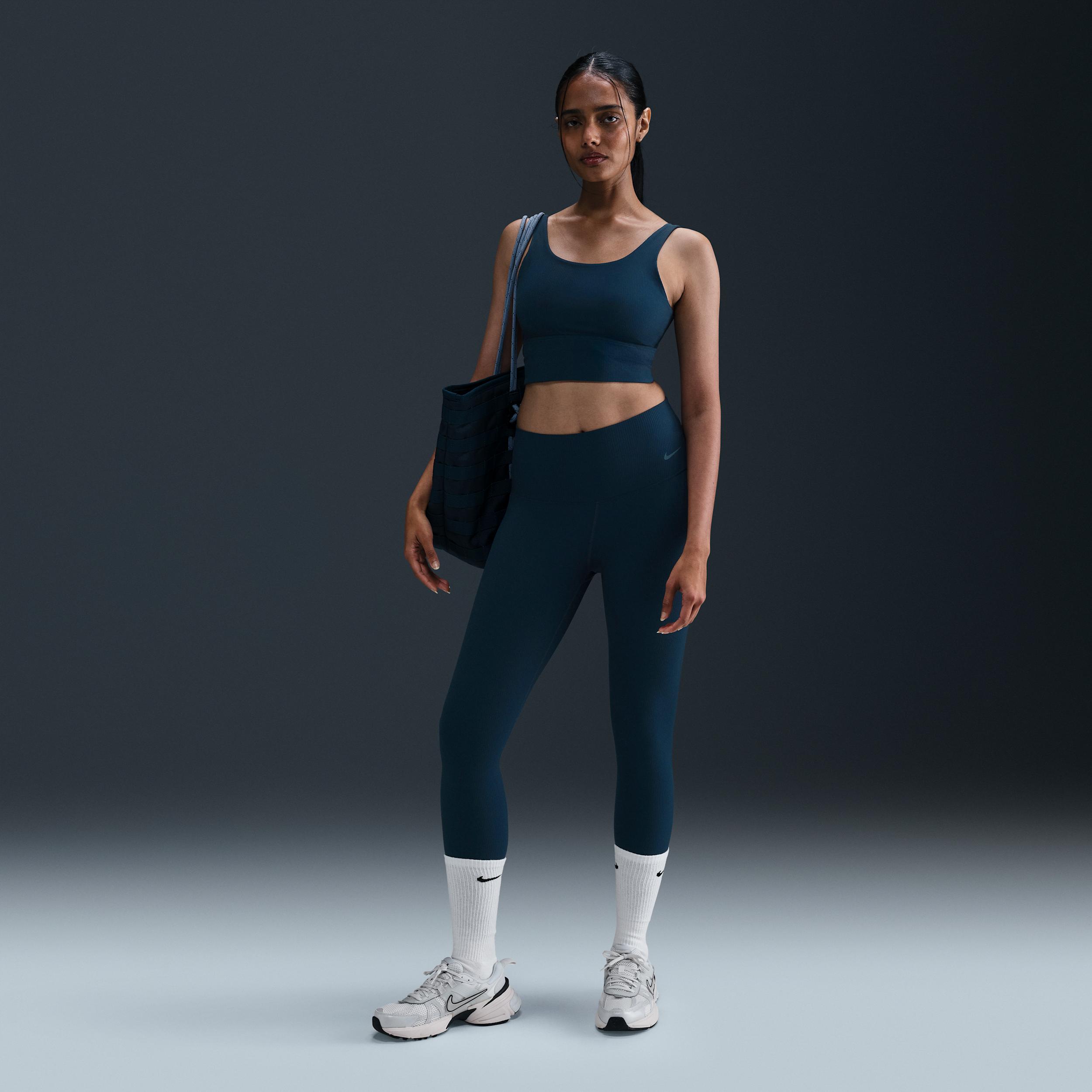 Nike Womens Zenvy Rib Light-Support Padded Longline Sports Bra | HF1542-478 Product Image