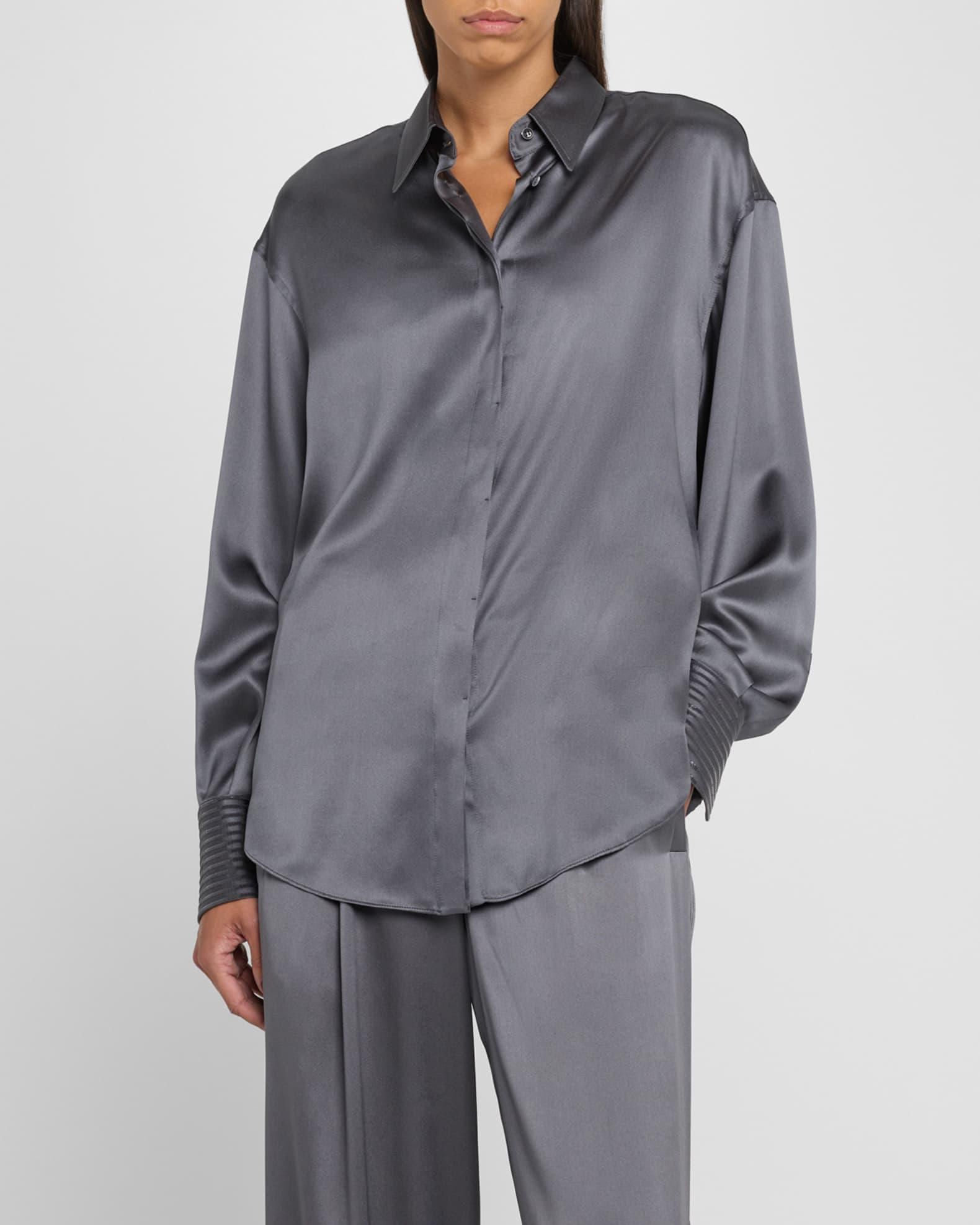 Sequined Cuff Satin Blouse  Product Image