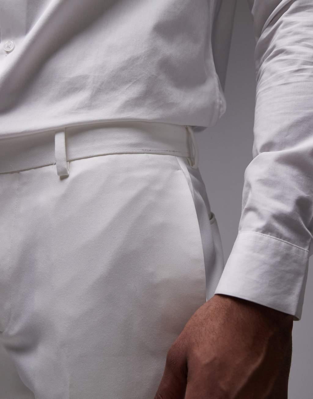 Topman slim tux suit pants in white Product Image