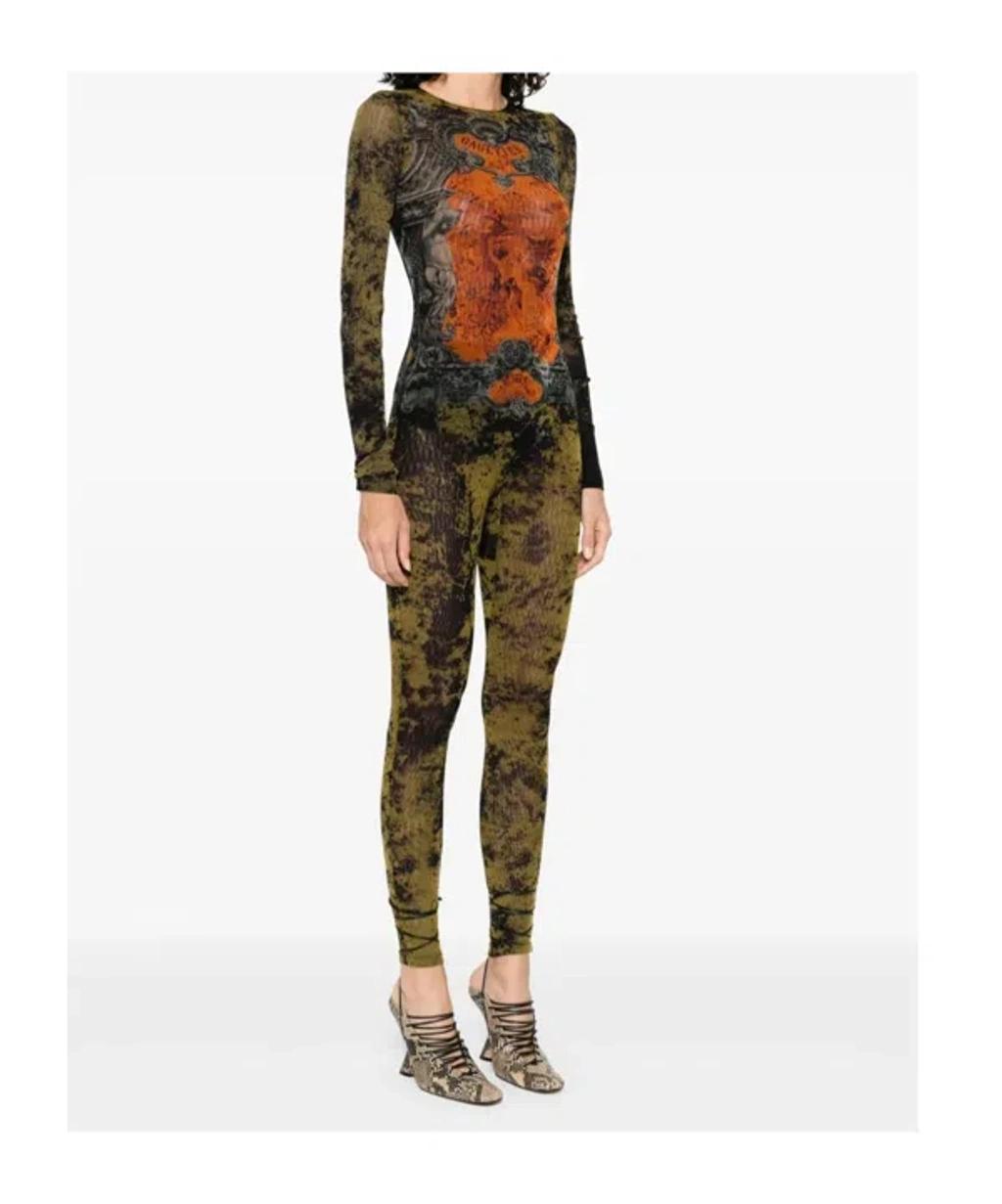 JEAN PAUL GAULTIER Graphic Print Full-length Dress With Long Sleeves In Black Product Image