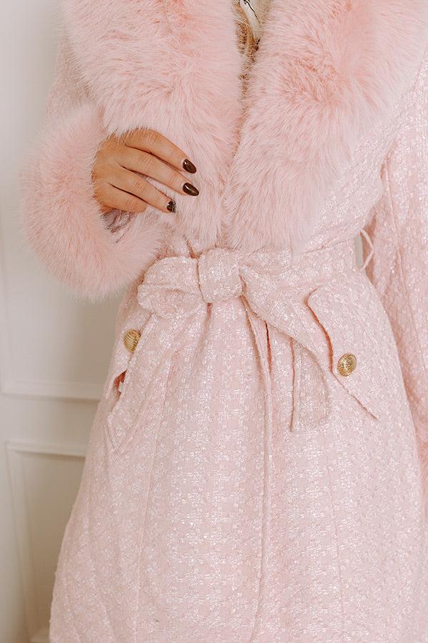 Cozy Elegance Tweed Knit Coat In Pink Product Image