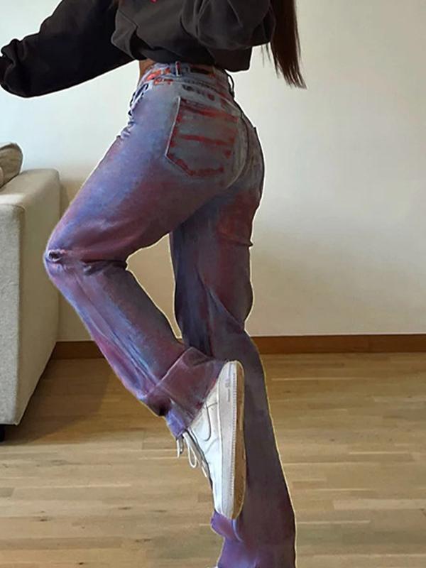 Street Washed Tie Dye Boyfriend Jeans Product Image