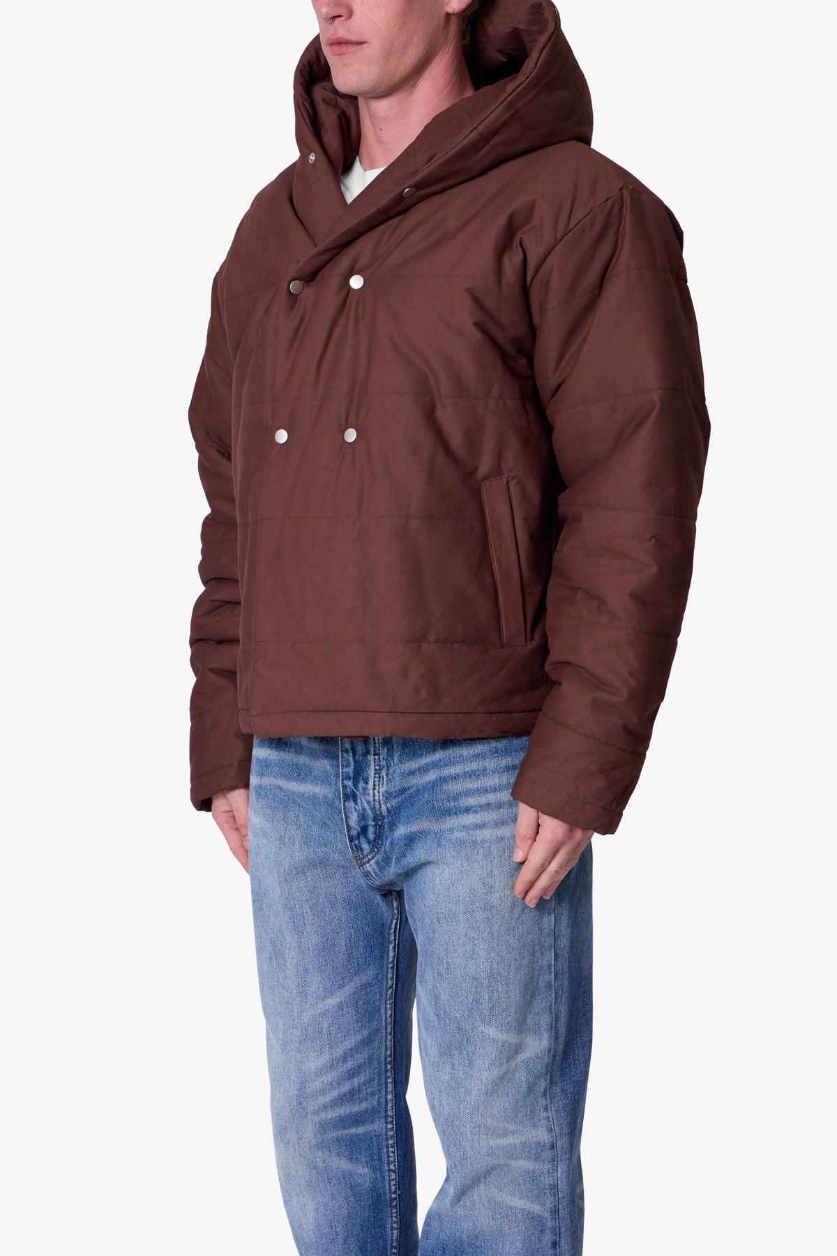 Crossed Trench Puffer Jacket - Brown Product Image