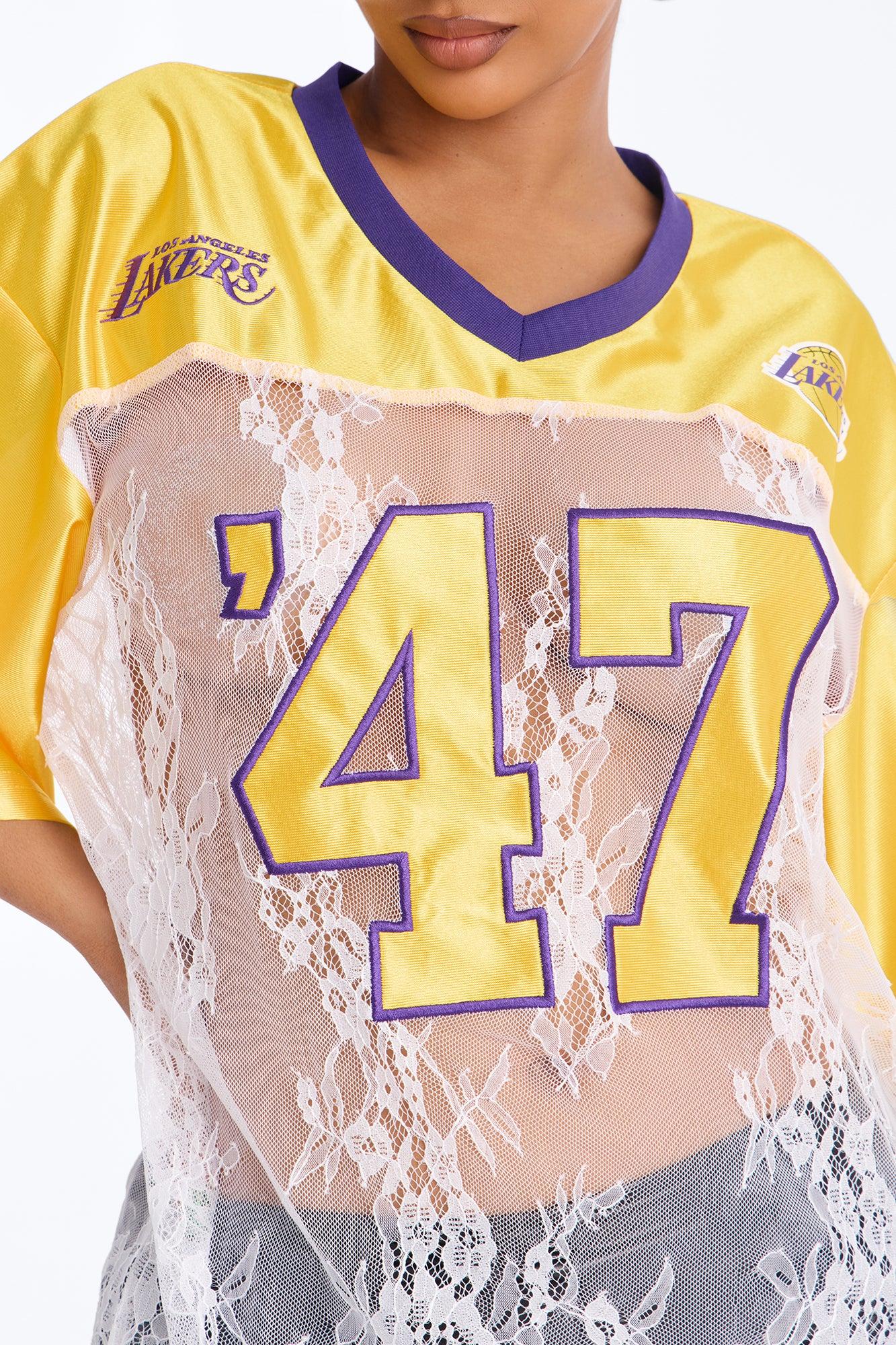 NBA LA Lakers Lace Top - White Female Product Image