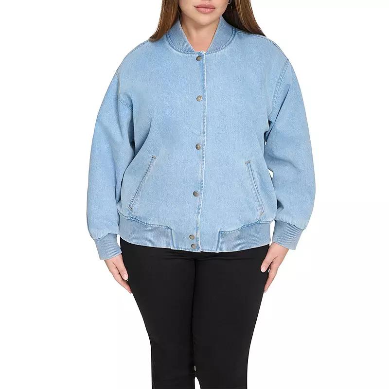 Womens Levis Cropped Bomber Jacket Light Wash Blue Product Image