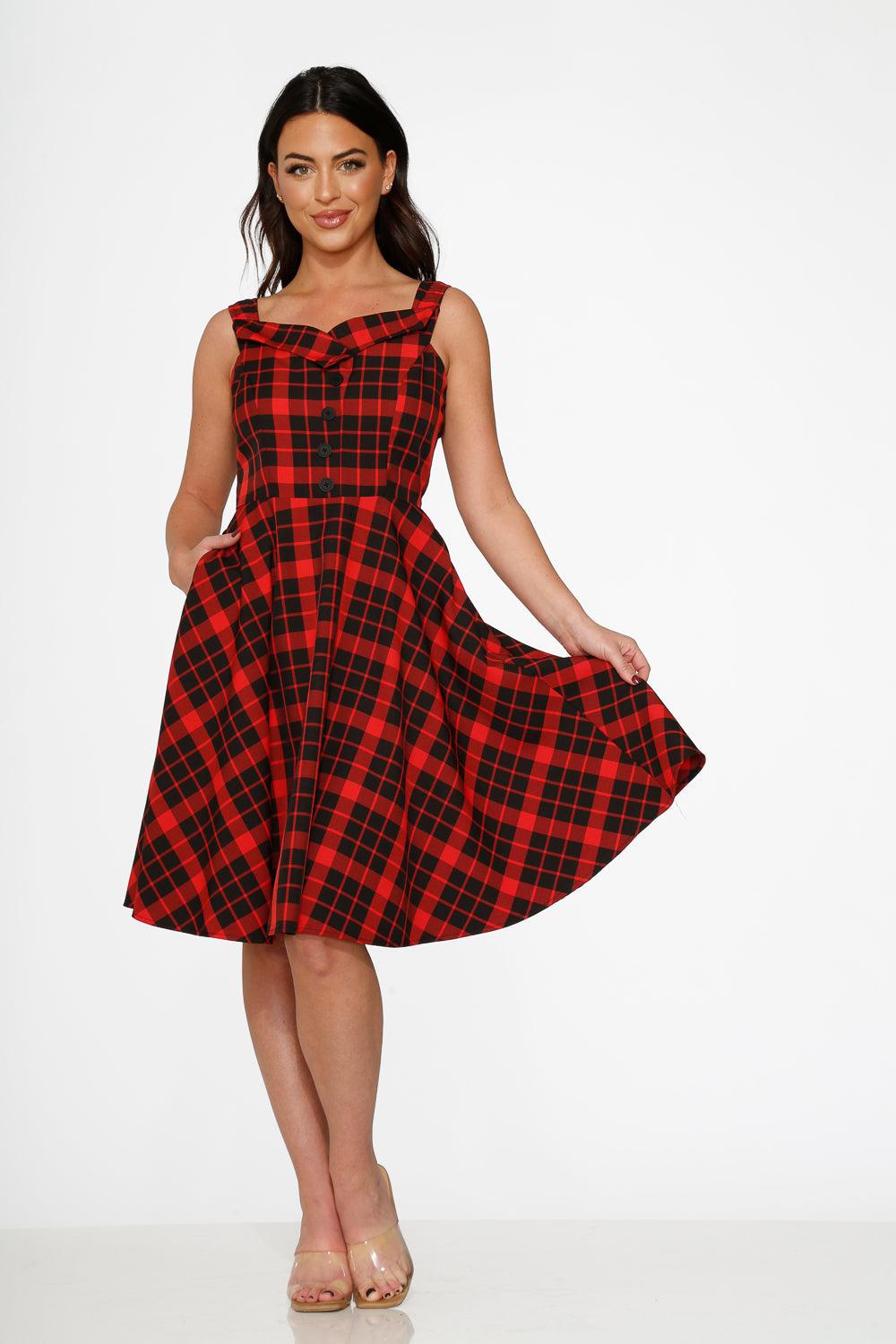 Red Plaid Swing Dress Product Image