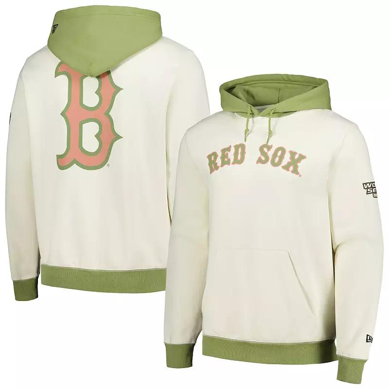 Men's New Era Cream/Green Boston Red Sox Color Pop Pullover Hoodie, Size: 2XL, Beige Product Image
