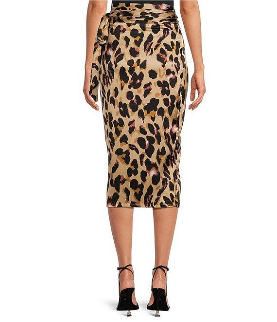 Never Fully Dressed Jaspre Leopard Print Wrap Midi Skirt Product Image